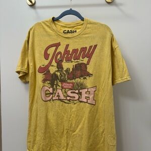 Vintage Look Johnny Cash Yellow Short Sleeve Tee Retro Graphic